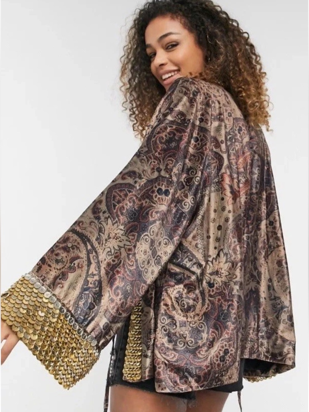 NWT Free People Layla Embellished Kimono Jacket SMALL - Picture 2 of 16